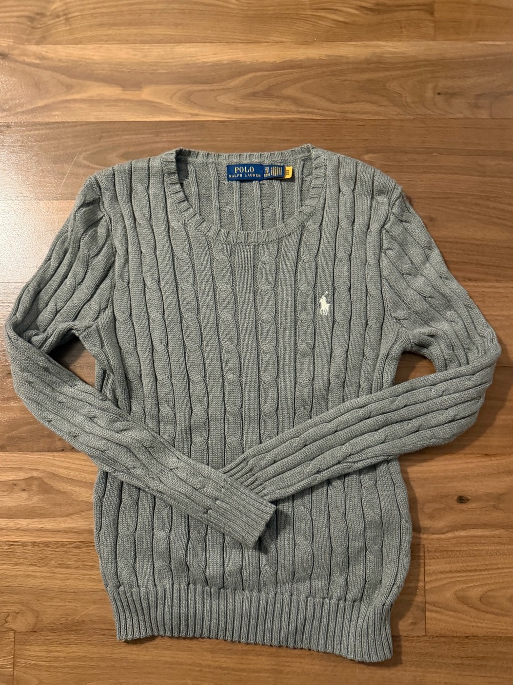 Ralph Lauren Gray Cable Knit Crewneck Sweater